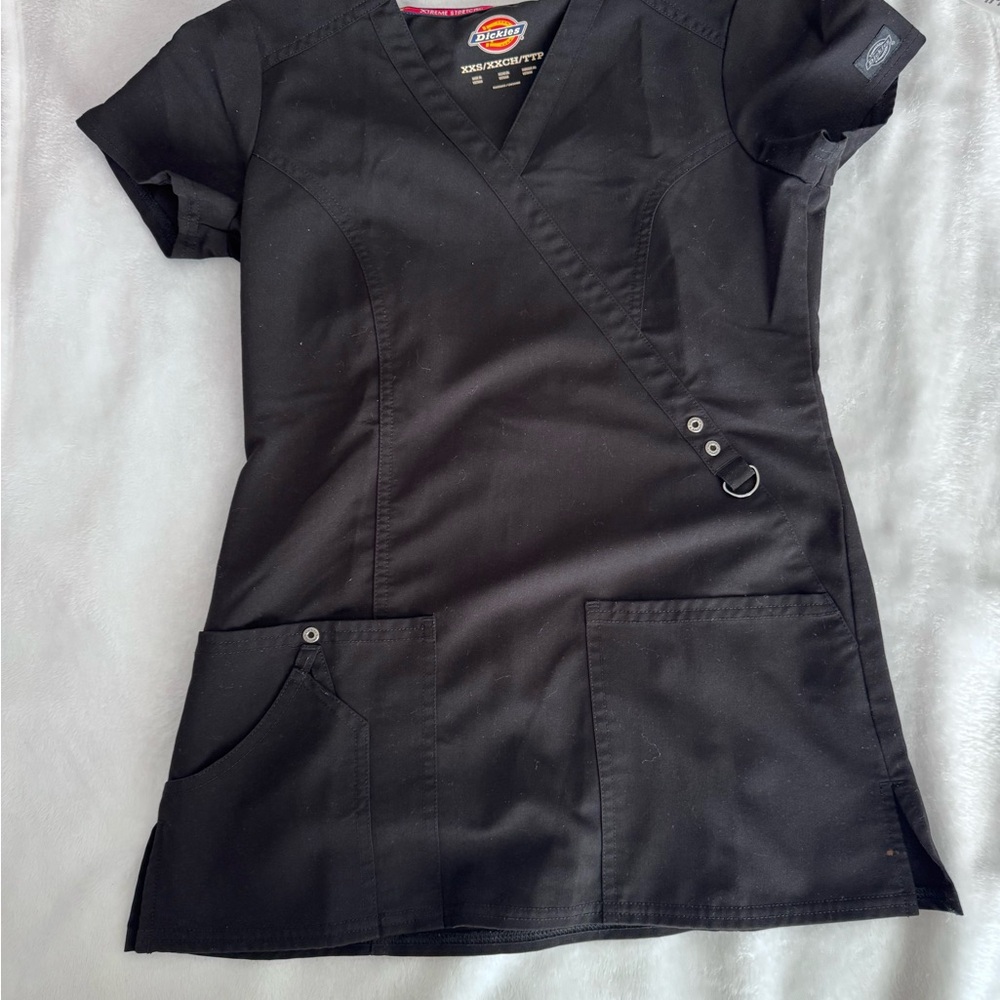 Dickies Women’s Mock Wrap V-Neck Scrub Top in Charcoal